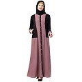 Dual colored front open abaya- Puce Pink-Black Dual colored front open abaya- Puce Pink-Black